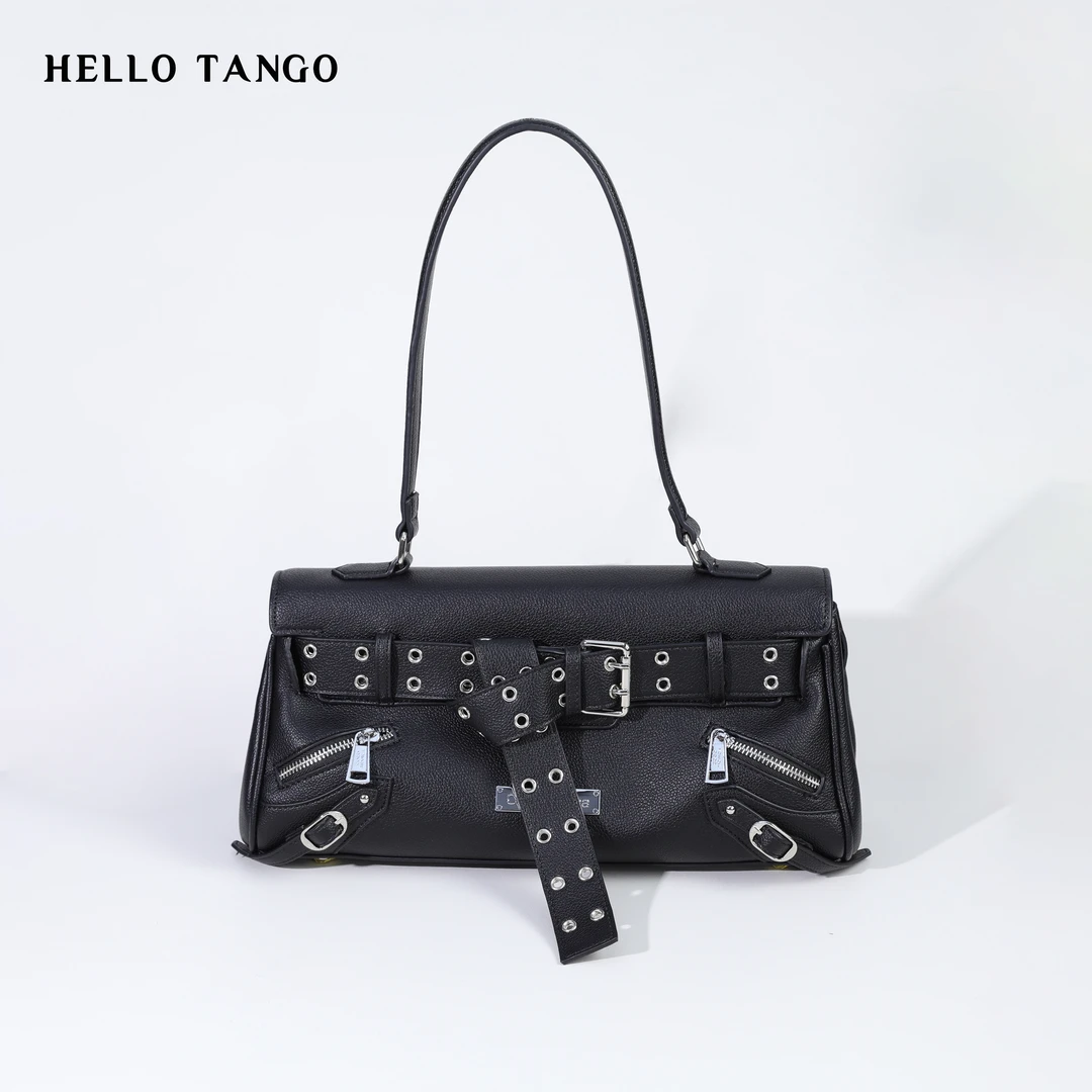HELLOTANGO小众复古机车风皮带设计手拎包