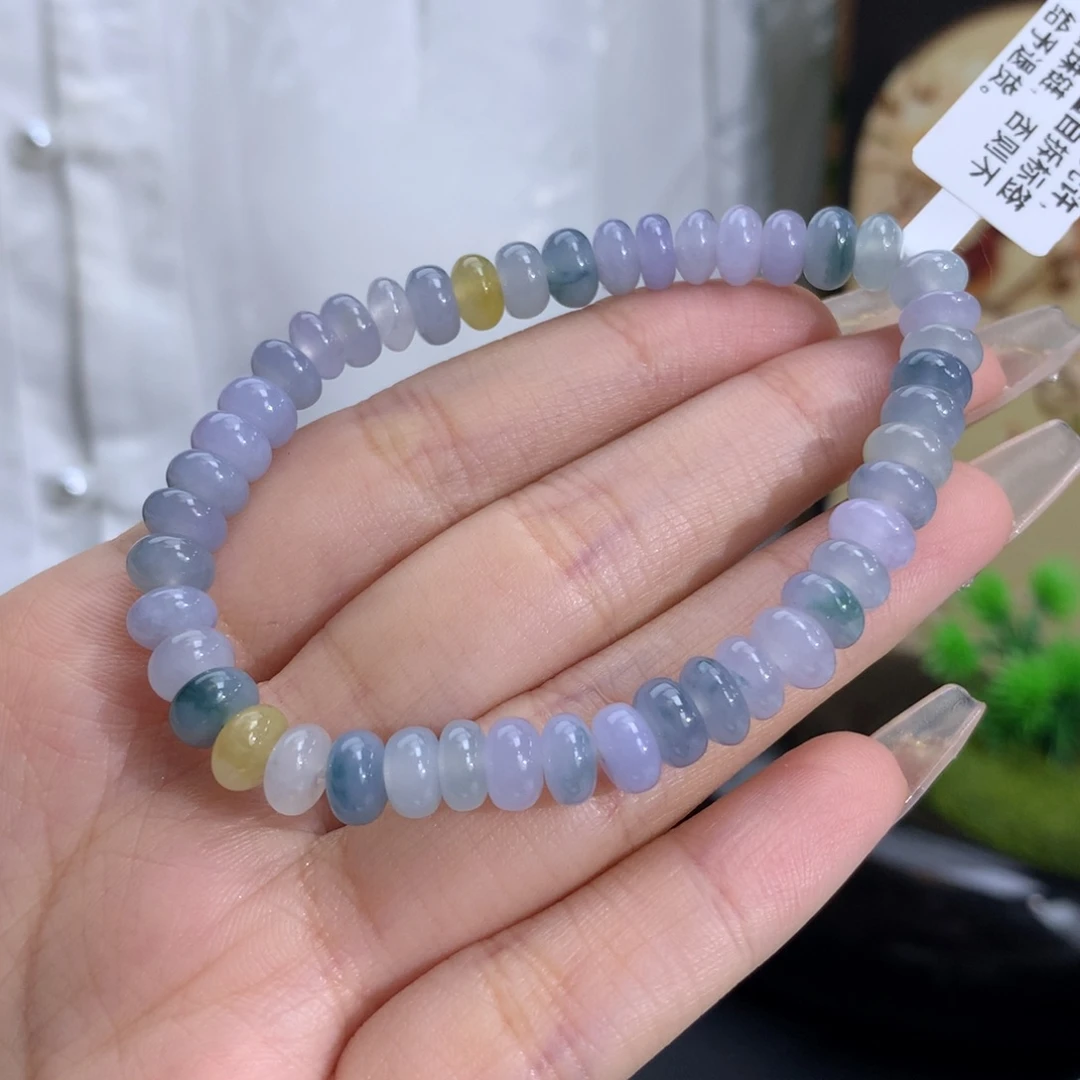 翡翠颈饰未镶嵌卡6.6-7冰胶蓝紫鼓珠