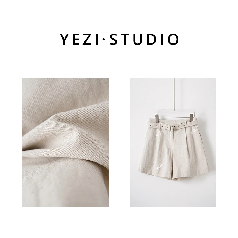 【简奢必入】老钱风双褶雨露麻混纺酵素水洗腰带短裤25236008-周年