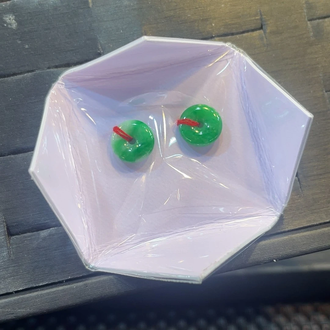 翡翠耳饰18K金镶嵌天然缅甸翡翠Ａ货