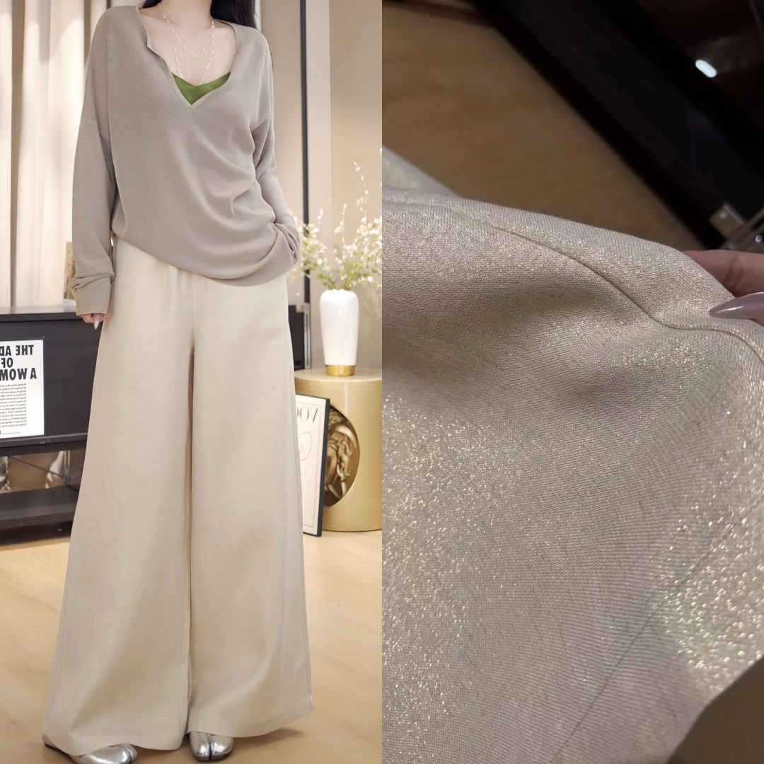 LAU+【金丝纱】重磅定制 原创设计师 2025新款 女装 阔腿 麻裤 轻奢