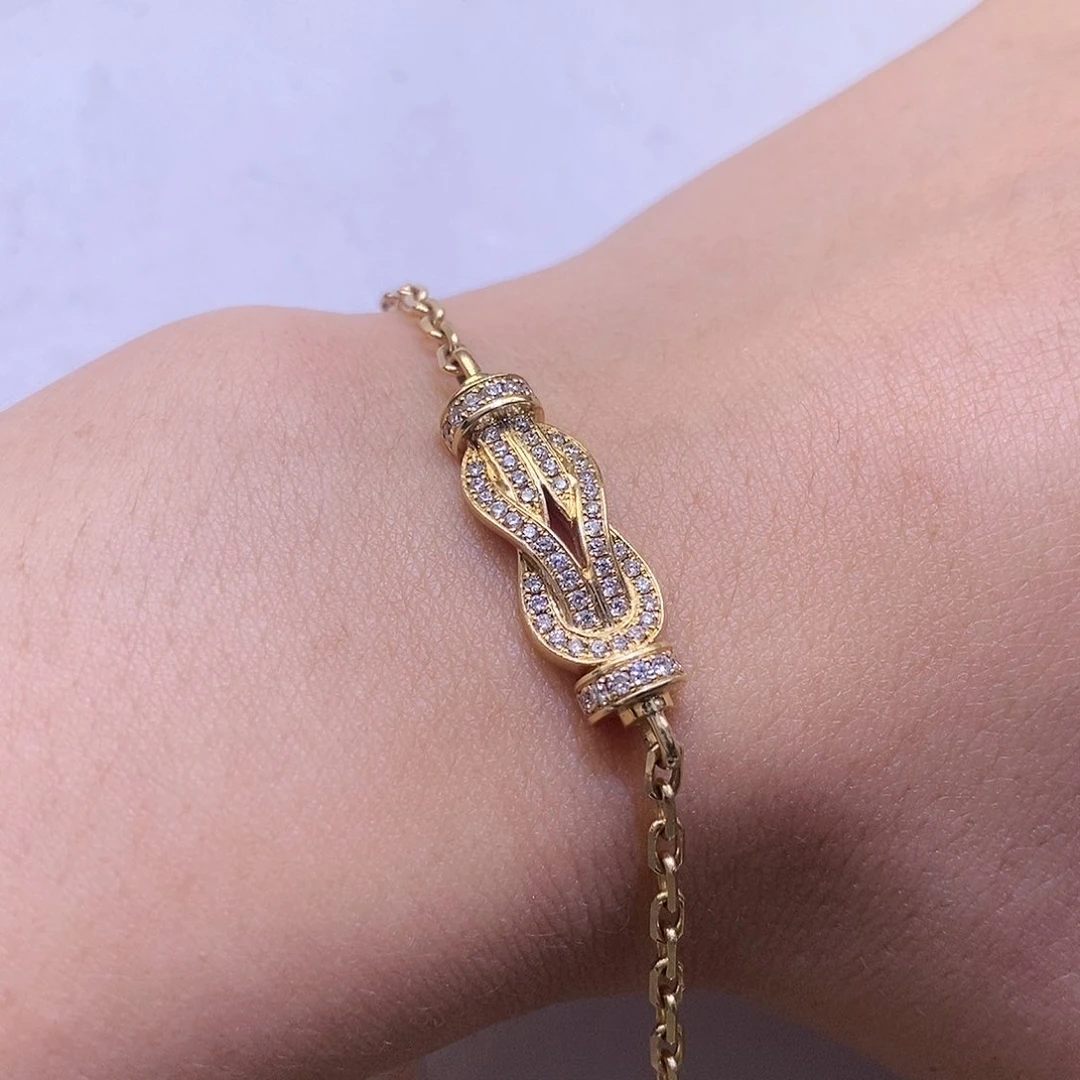 钻石手链18K金镶嵌八字钻石手链k黄