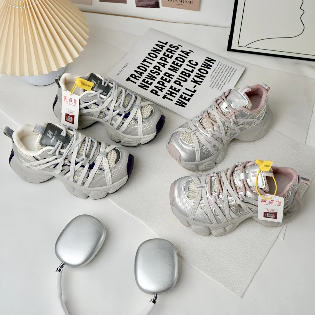 NEW BOLUNE/新百伦夏季网面透气老爹鞋增高ins运动休闲跑步鞋厚底