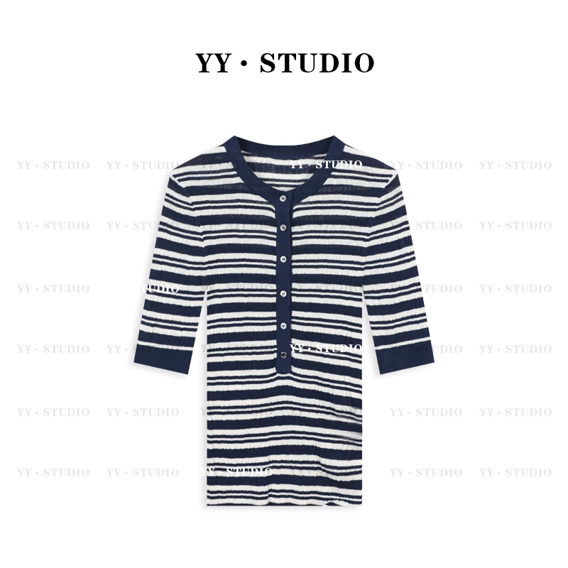 【YANYAN】夏季薄款条纹polo针织衫YY-1081