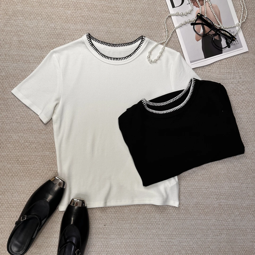 百搭圆领女士T恤修身显气质-ZM10003