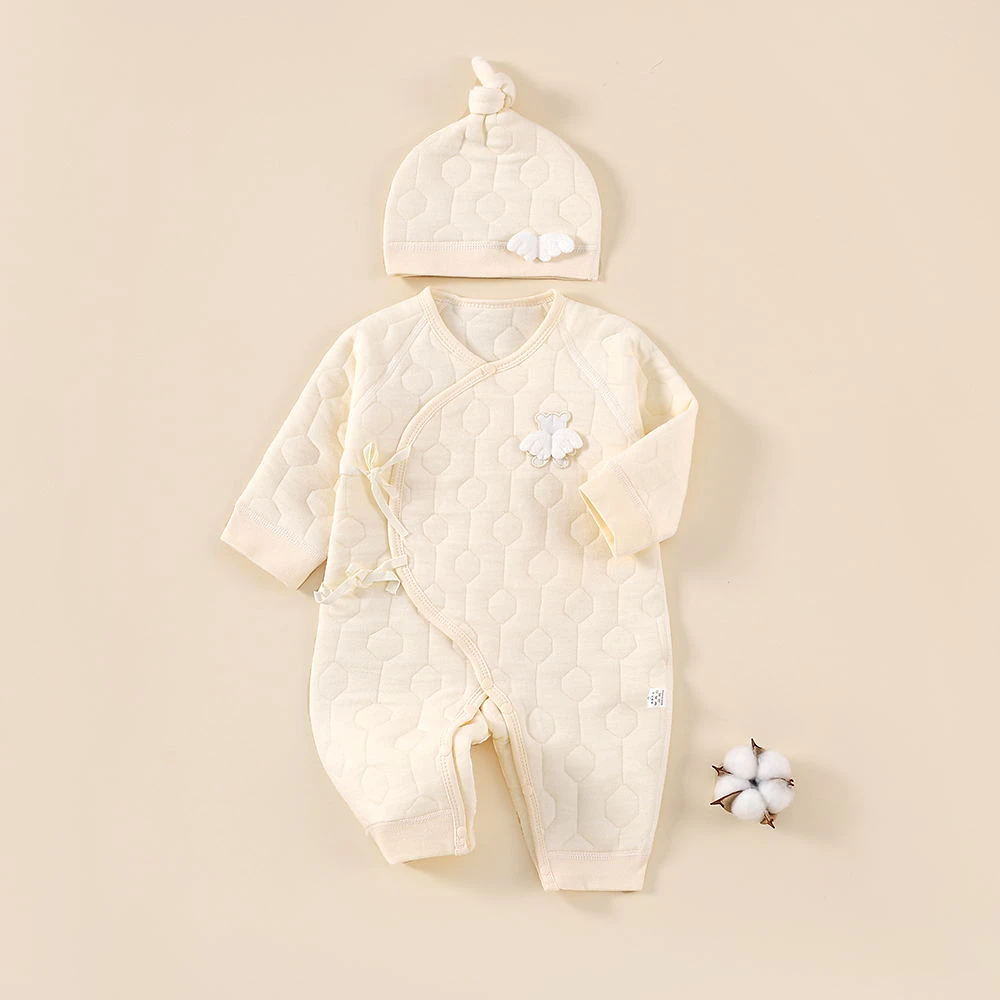 【下单送胎帽】新生儿夹棉保暖蝴蝶衣薄棉哈衣