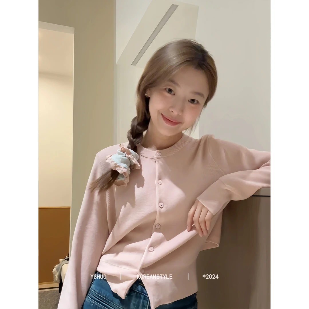 【初秋手作】温柔圆领设计感露腰系带针织套头针织毛衣 24622