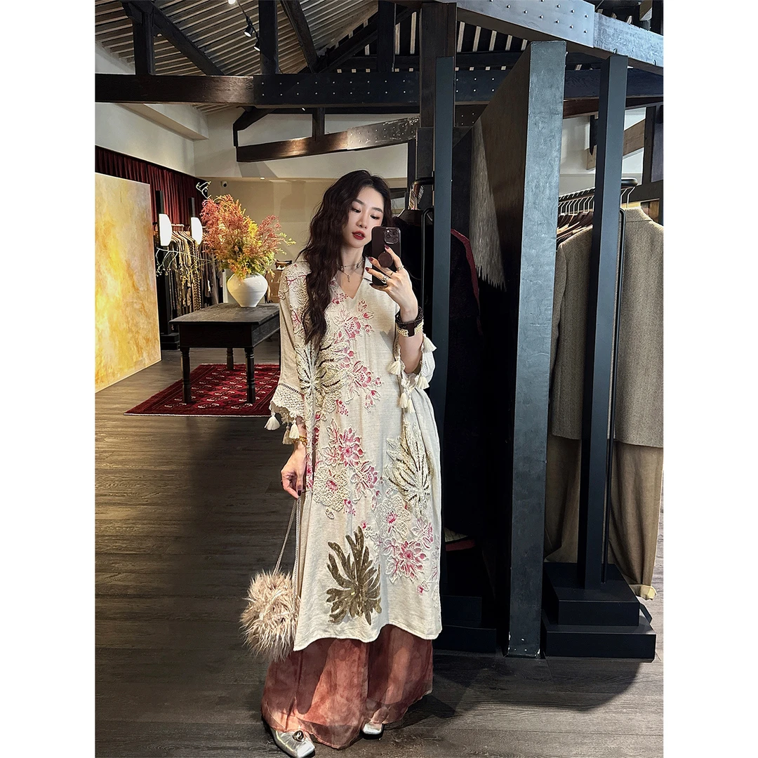 三吉黑花【戏蝶影】定位多工艺立体绣花罩衫巨好看的早秋氛围穿搭