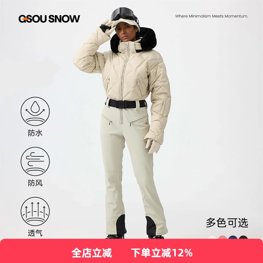 新款滑雪服女套装防风防水保暖户外运动双板外贸滑雪服连体女