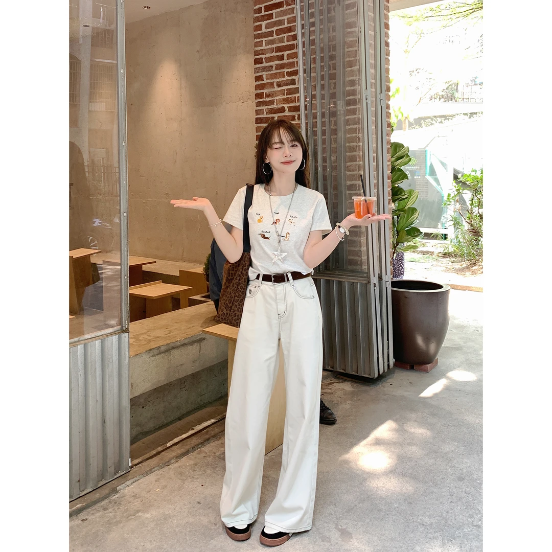 切糕自制【椰奶拿铁】小个子夏季品质女气质小众直筒牛仔裤裤子