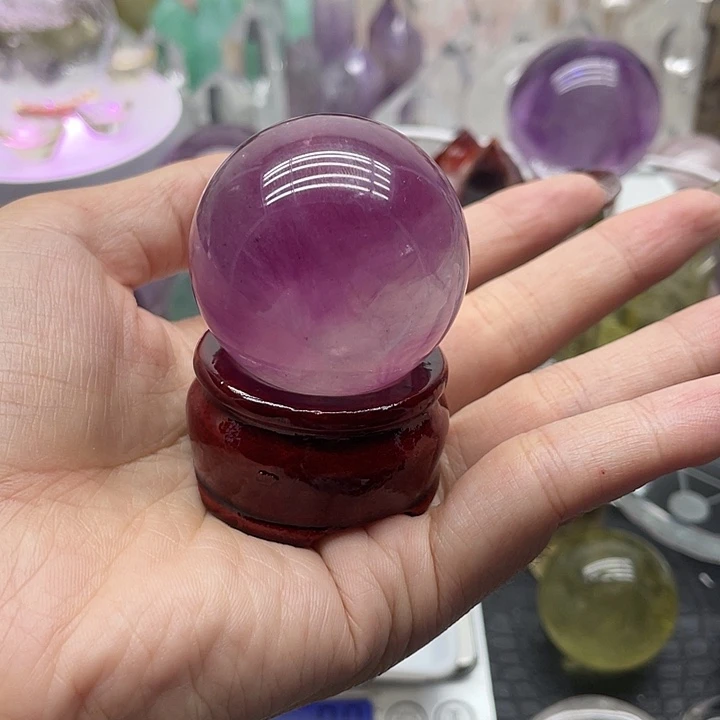 嘉***。未镶嵌珠宝半成品水晶53紫莹石水晶球