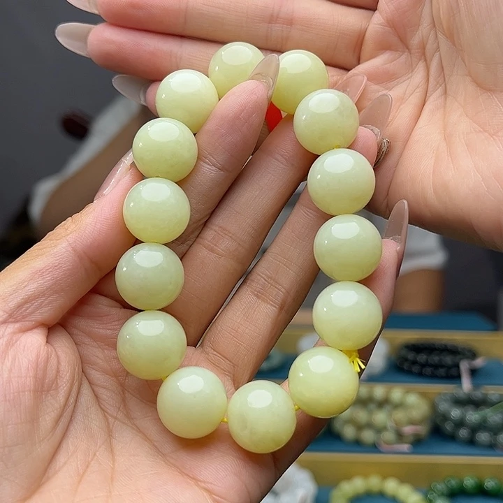 手链未镶嵌和田玉纯天然新疆若羌黄口料卡16