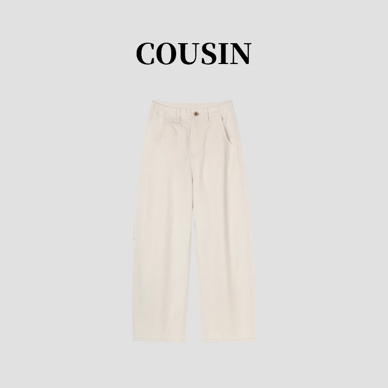 韩系纯色高腰显瘦直筒休闲裤春夏女 2254