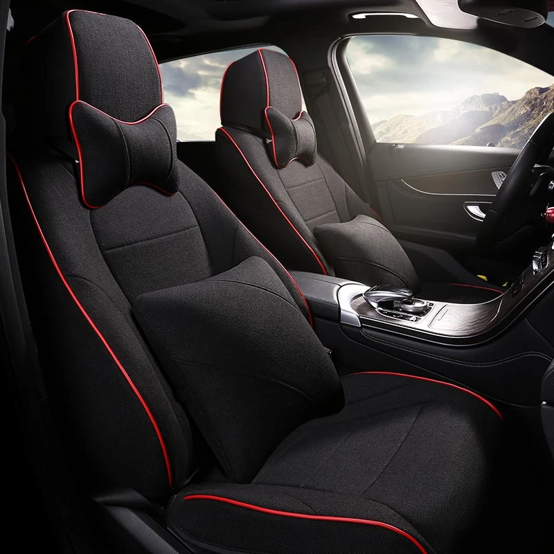 奔驰GLK级GLK200专用汽车坐垫四季通用座套全包围座垫亚麻座椅套