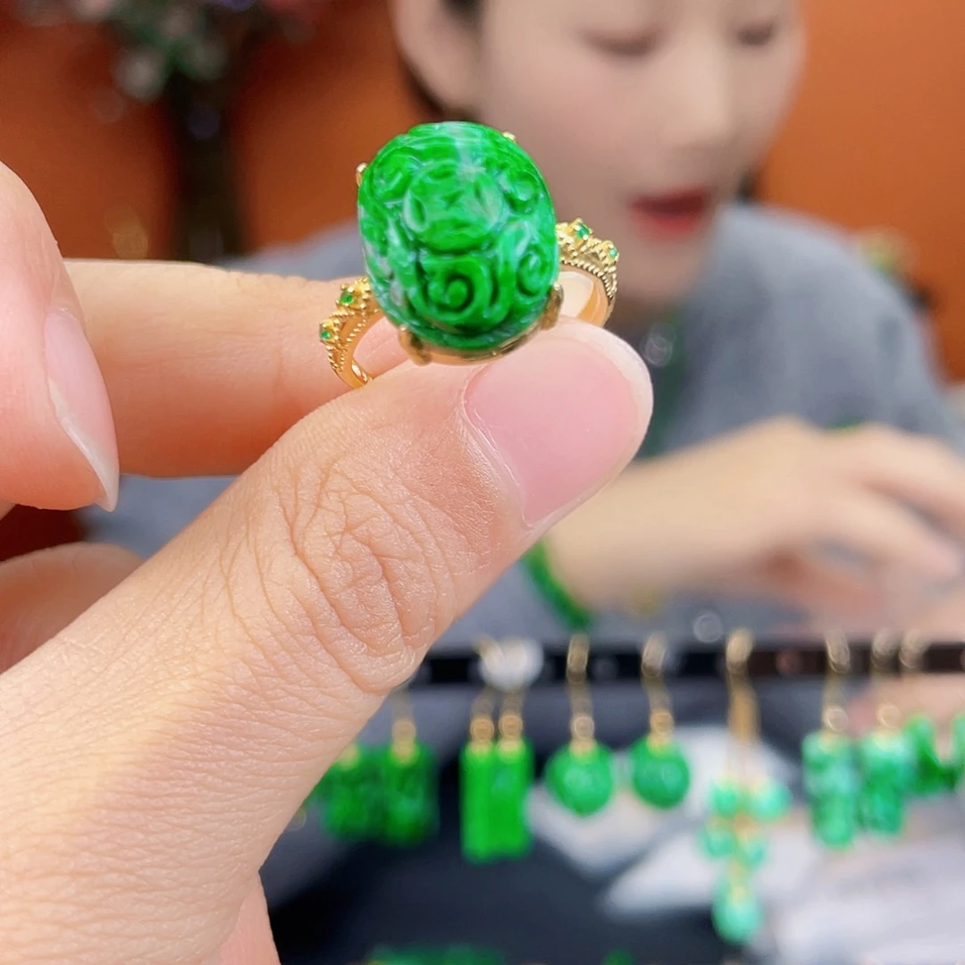 翡翠银S925镶嵌耳饰