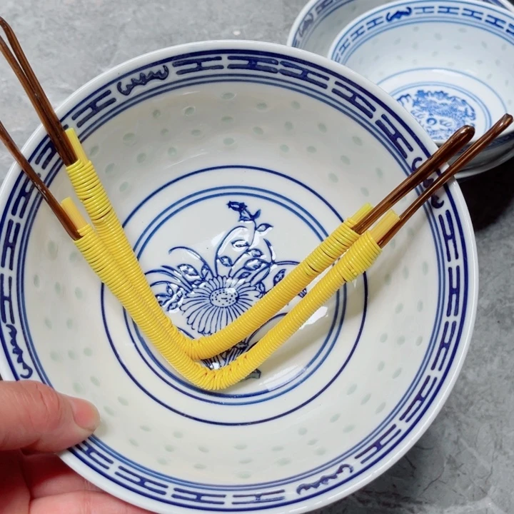 青花玲珑7寸面碗兰花2个送提梁一对辉*?
