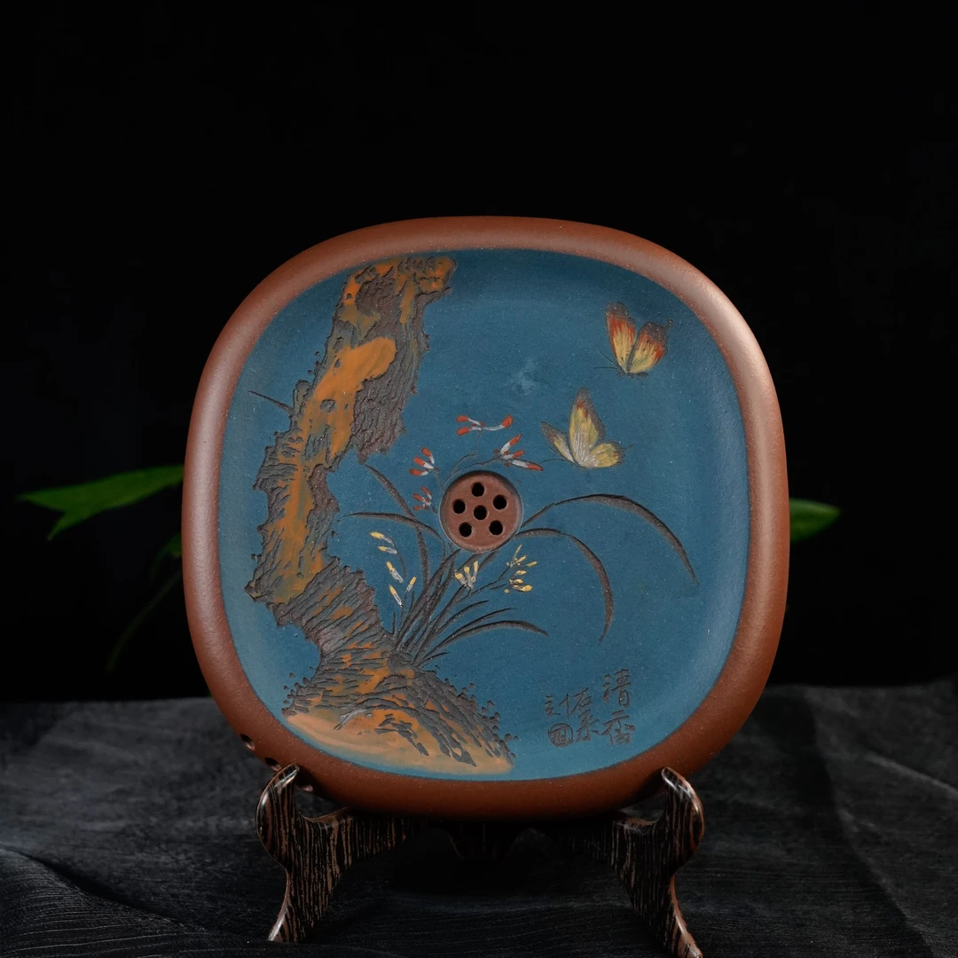 GSZS-4580   宜兴手工紫砂   比翼双飞茶盘