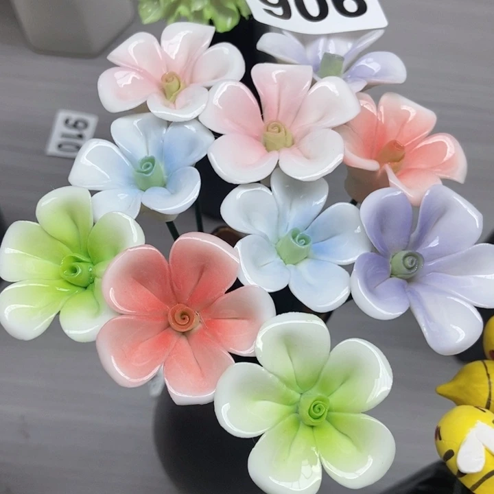 摆件手工制作陶瓷花10朵