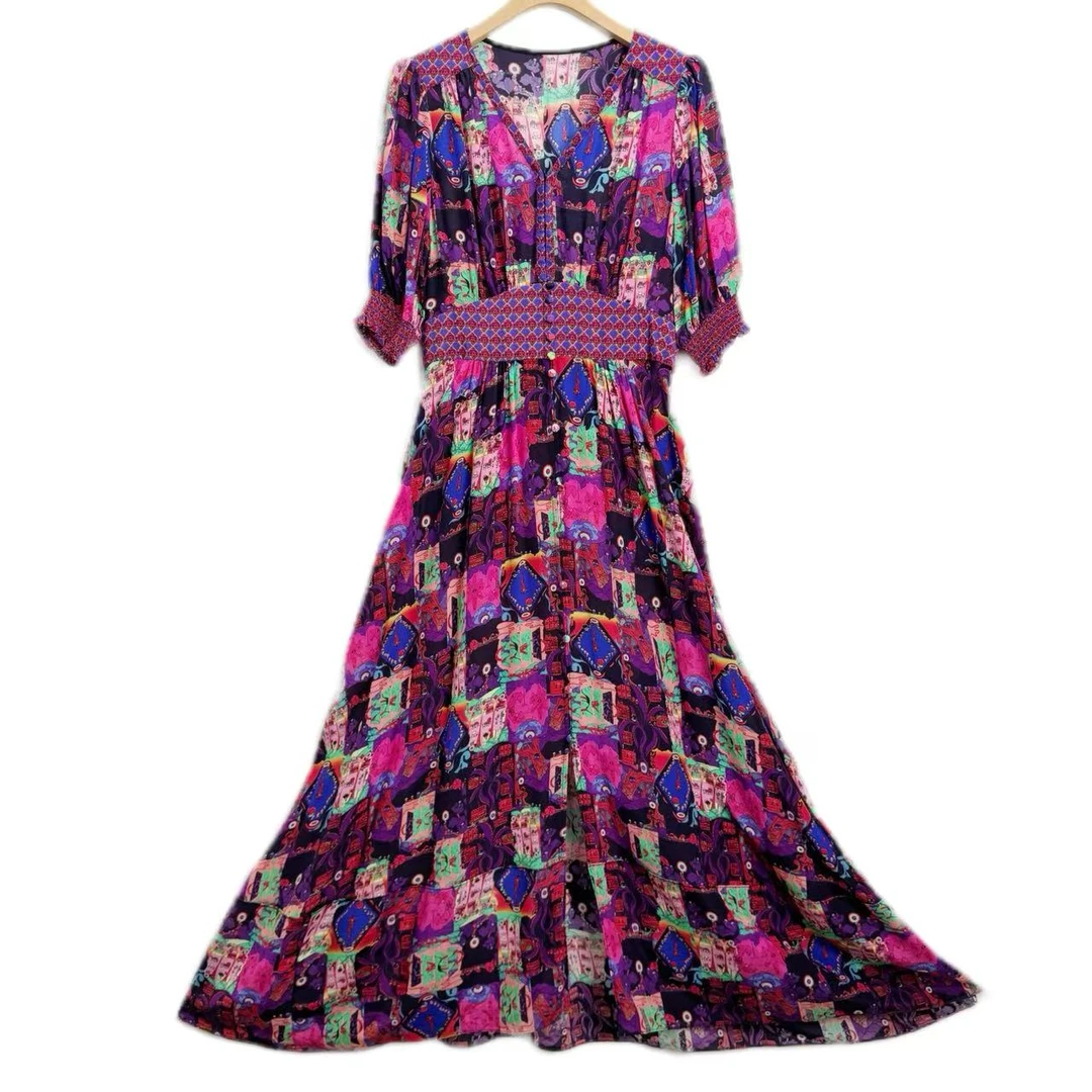 【多米拉】06124-1桑蚕丝连衣裙高贵气质时定位打揽尚优雅女装