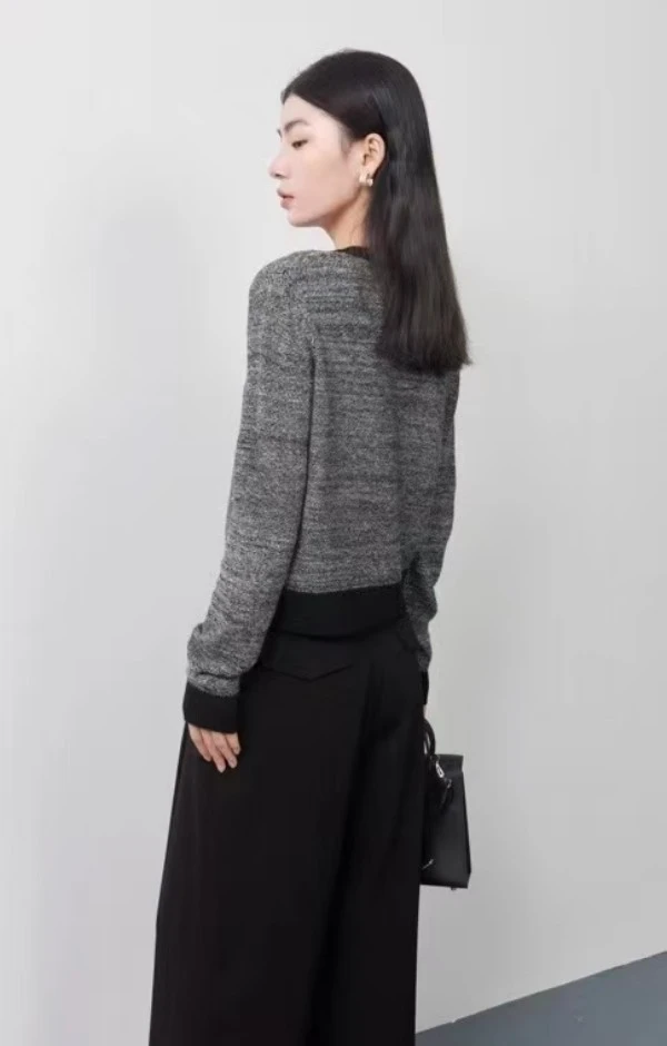 AA372【18针精纺扬子纱】美丽诺羊毛条纹花色T恤百搭针织长袖上衣女