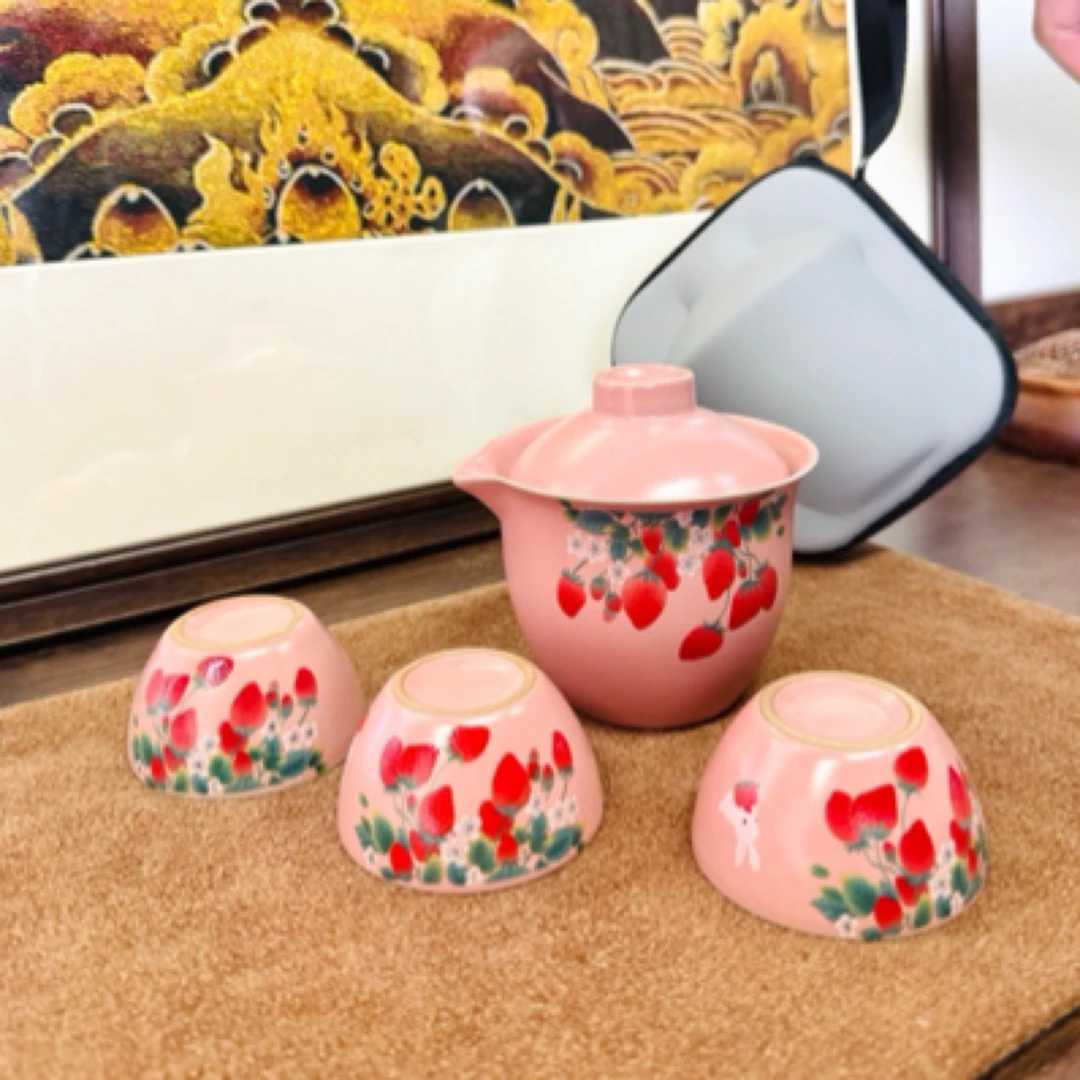 【闪购链接】草莓兔 一壶三杯旅行套（粉）191