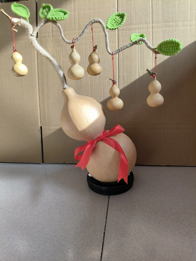 天然葫芦摆件家居装饰藤上六个葫芦文玩收藏寓意五福临门六六大顺