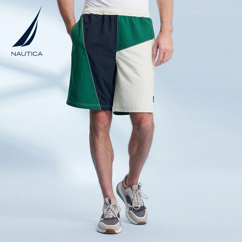NAUTICA/诺帝卡男装夏季防轻泼水抗UV微皱拼色短裤BS4112