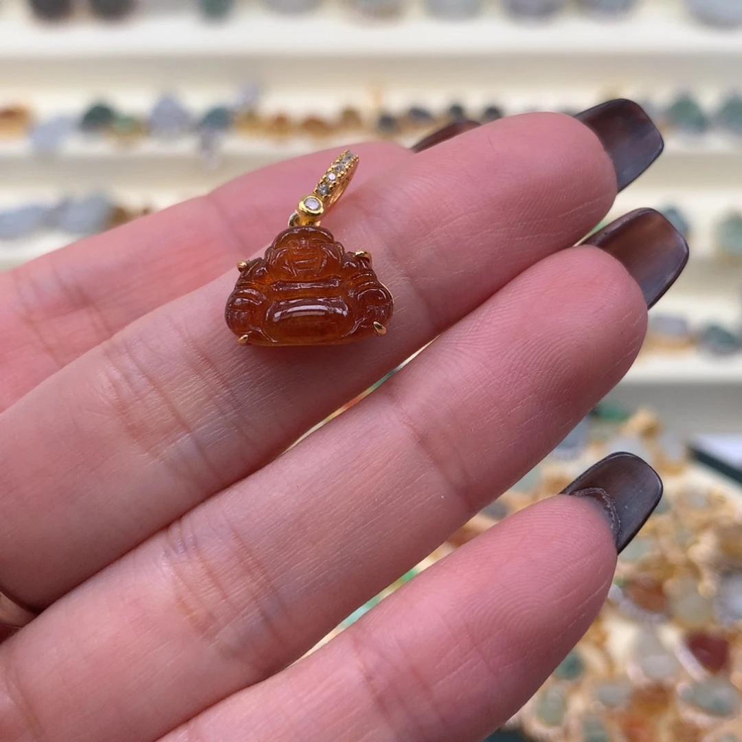 翡翠银S925镶嵌颈饰佛公