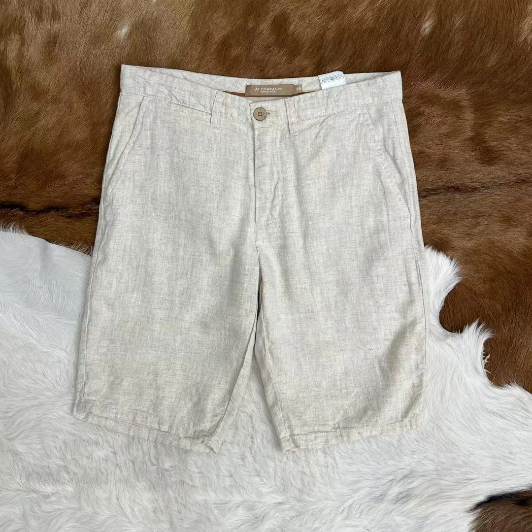 法单 轻奢系列 历史悠久 植物纤维亚麻中裤短款 男士休闲五分裤