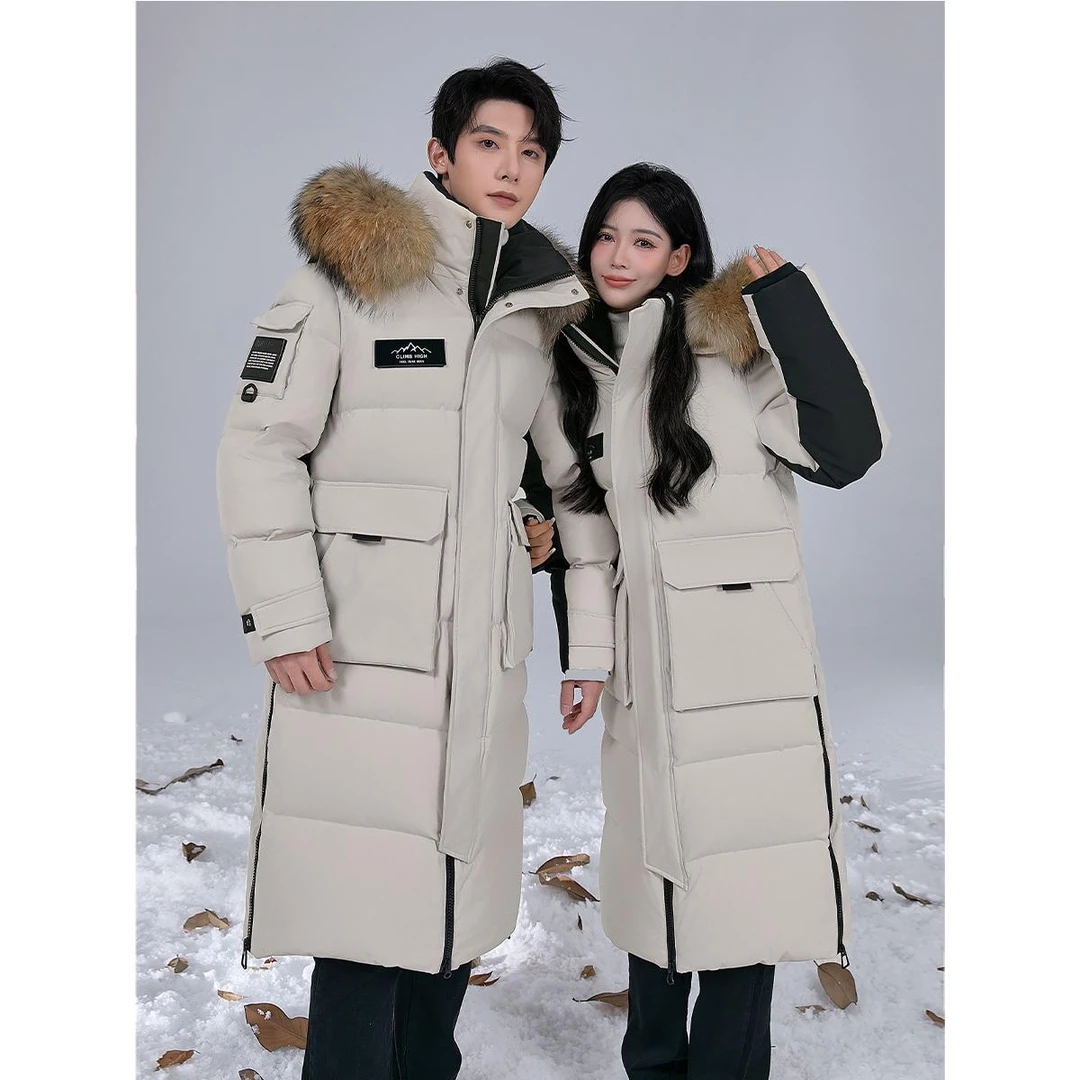 加厚工装派克服鹅绒羽绒服过膝长款男冬季新款户外极寒情侣外套女