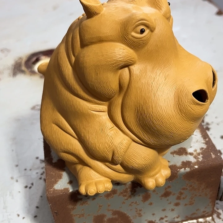 T***T紫砂茶宠紫砂河马微瑕