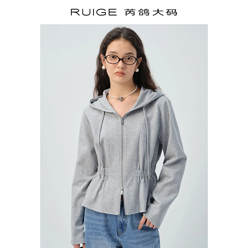 芮鸽微胖定制早上衣收腰连帽卫衣外套『潮范收腰帽衫』0066YY