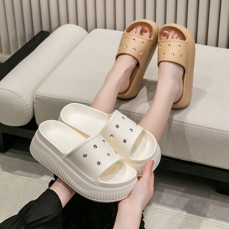 跨境2025夏季新款6cm增高一字拖EVA凉拖鞋女网红时尚外穿沙滩拖鞋