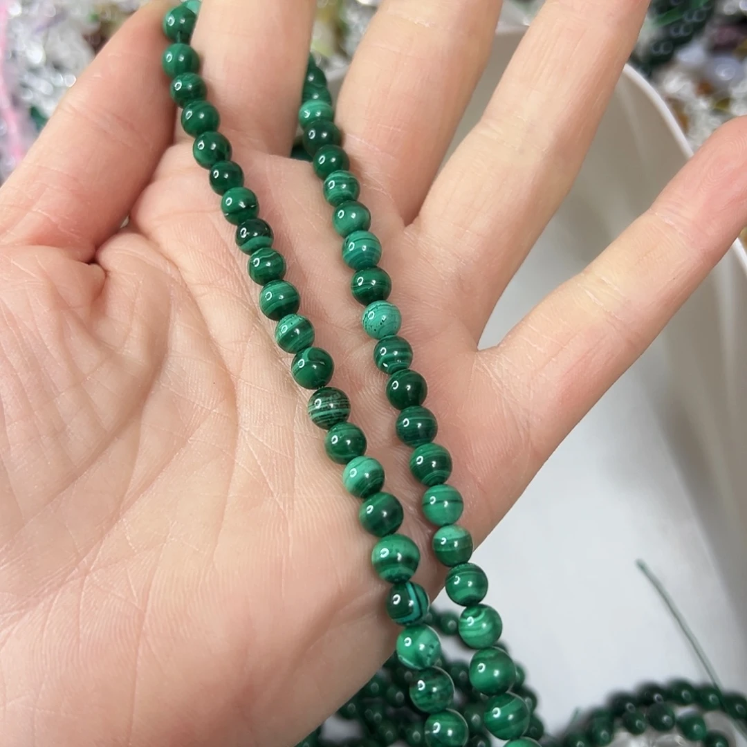 玛瑙/玉髓未镶嵌珠宝半成品，卡5天然孔雀石一条