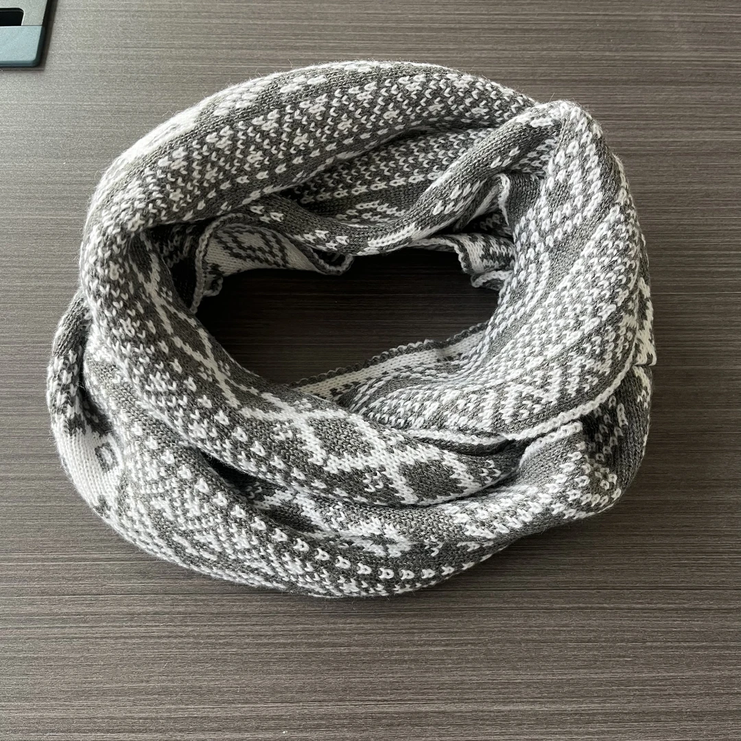 【菱形格印花】冬季保暖围脖+针织帽+手套组合