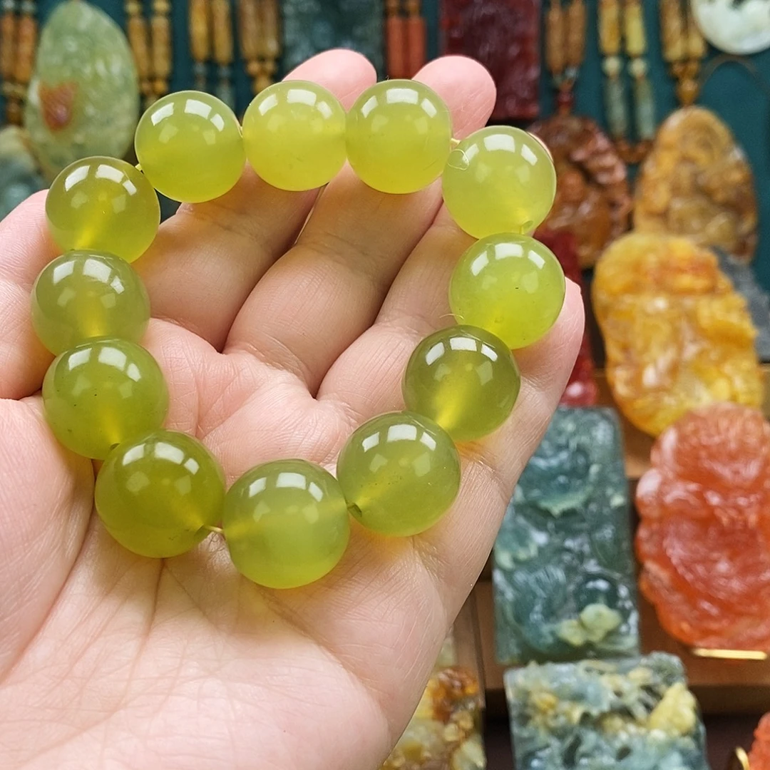 蛇纹石玉未镶嵌颈饰黄金玉卡18+手串