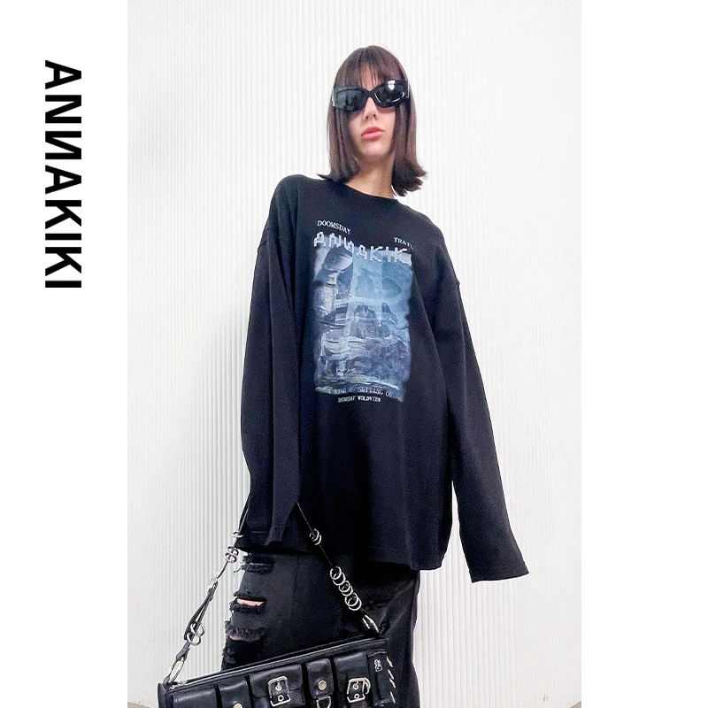 ANNAKIKI  LOGO印花长袖T恤 3C4B0102H202