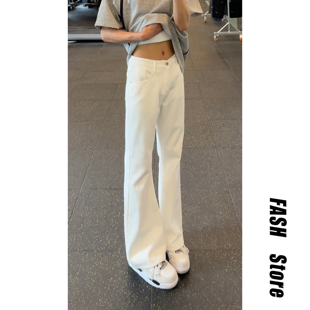 白色直筒牛仔裤男夏季百搭cleanfit美式高街显瘦显腿长微喇裤子