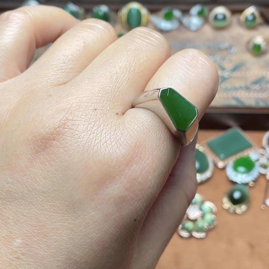 和田玉（碧玉）银S925镶嵌吊坠(不含链)