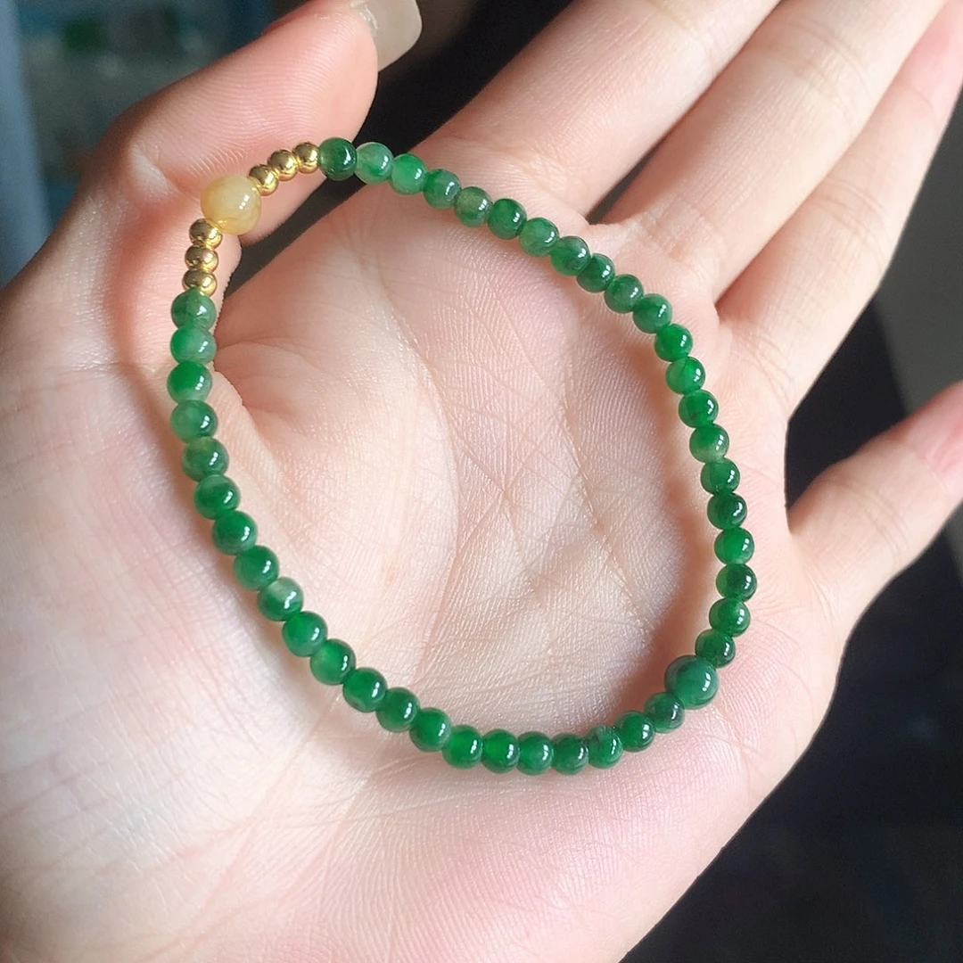 翡翠未镶嵌手串阳绿小米3