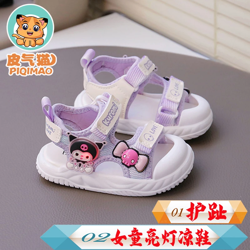 0-3-6岁女童亮灯凉鞋夏季新女童沙滩鞋小女孩公主鞋小童运动凉鞋