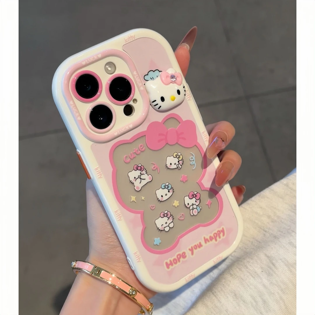 镂空HelloKitty带钻kt猫适用苹果16/15手机壳华为vivo小米15oppo