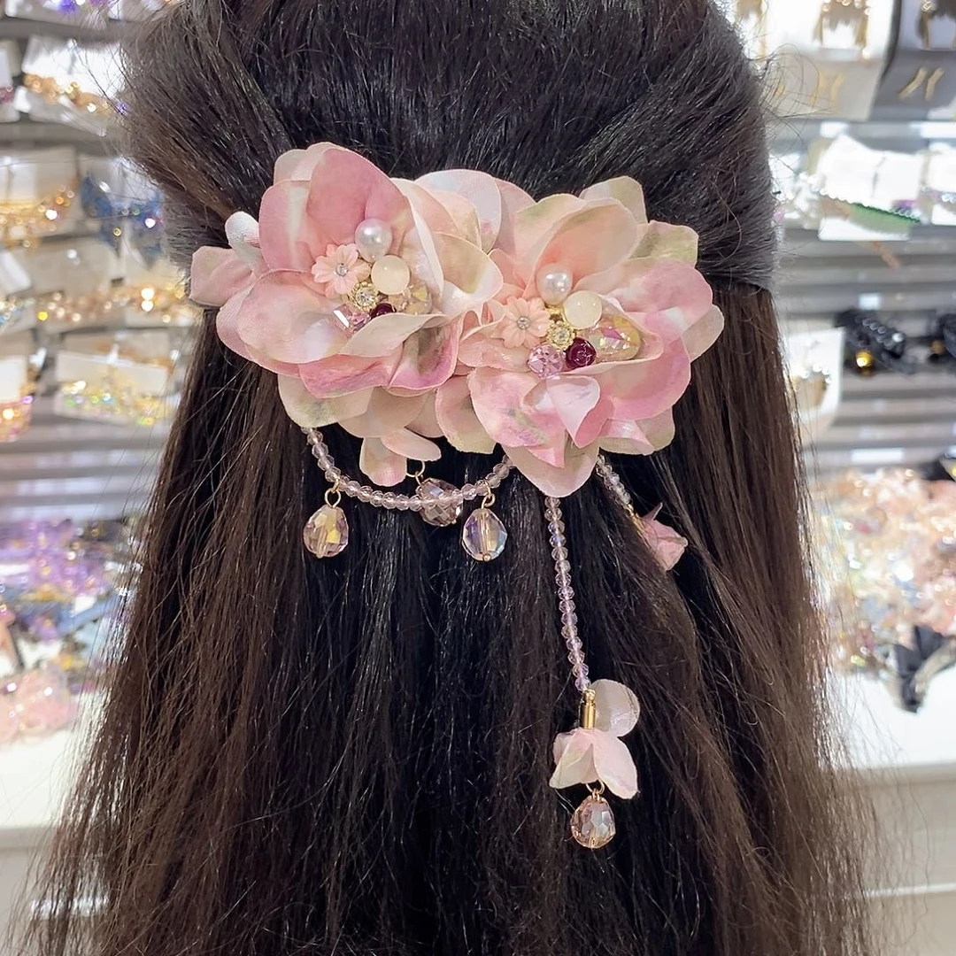 仿水晶合金花朵弹簧夹