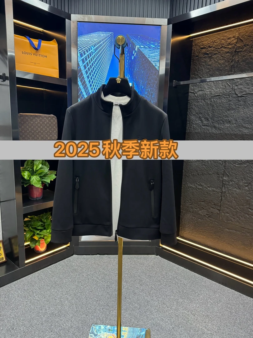 25年秋冬厚款轻奢简约时尚百搭设计师运动立领休闲夹克外套