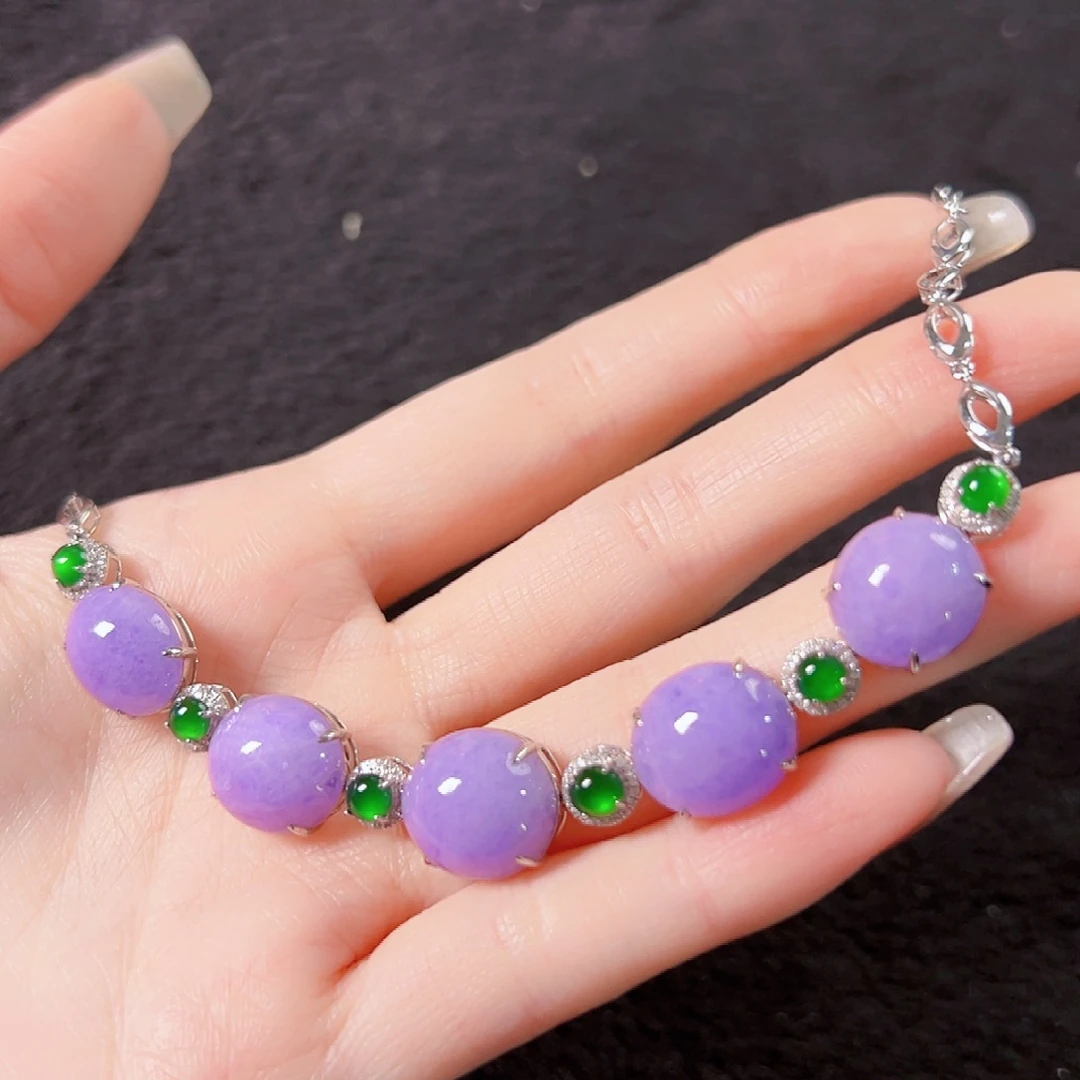 翡翠18K金镶嵌手链签收后24小时鉴赏期，过时不退