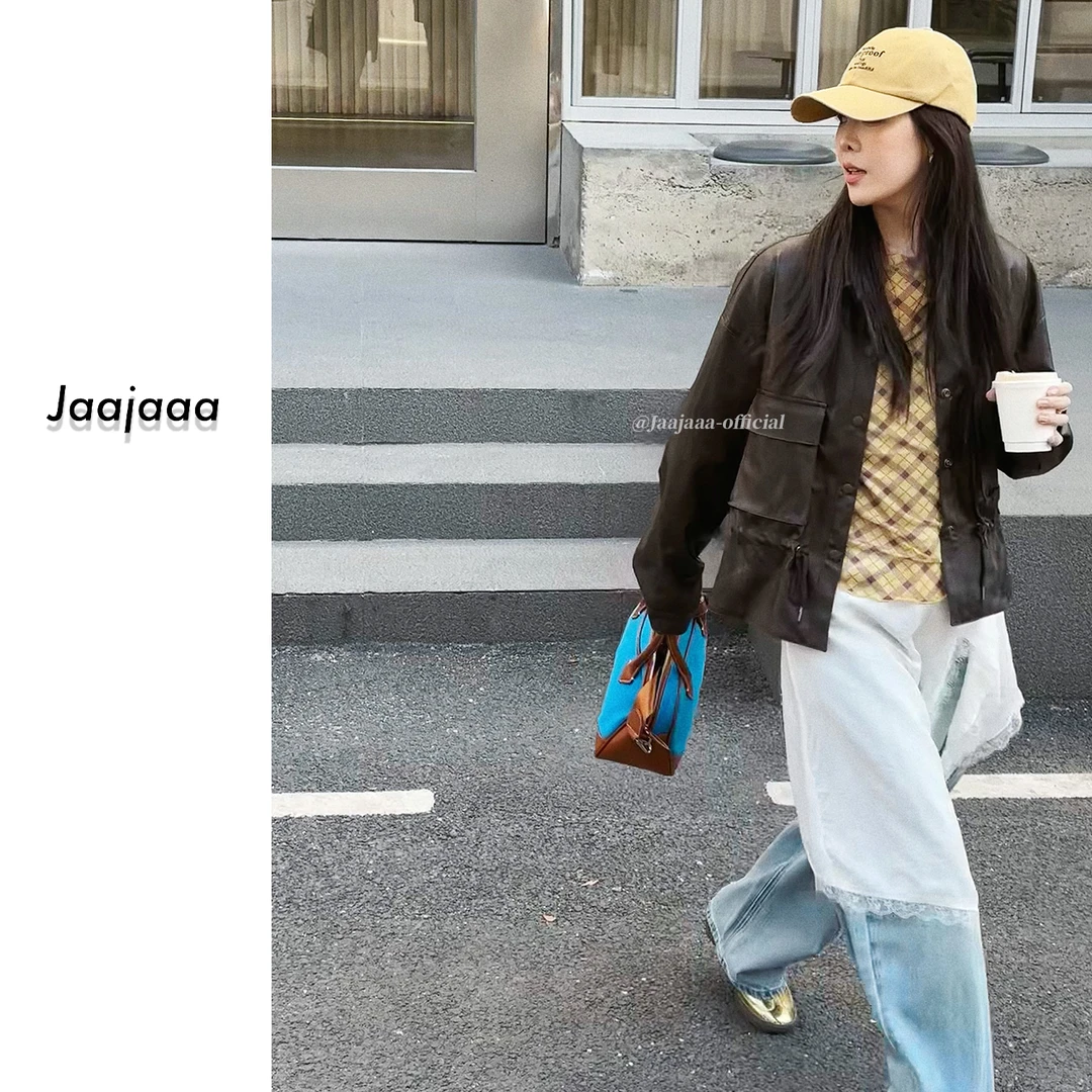 Jaajaaa格雷山茶 春款皮衣小众外套百搭复古/FFEC