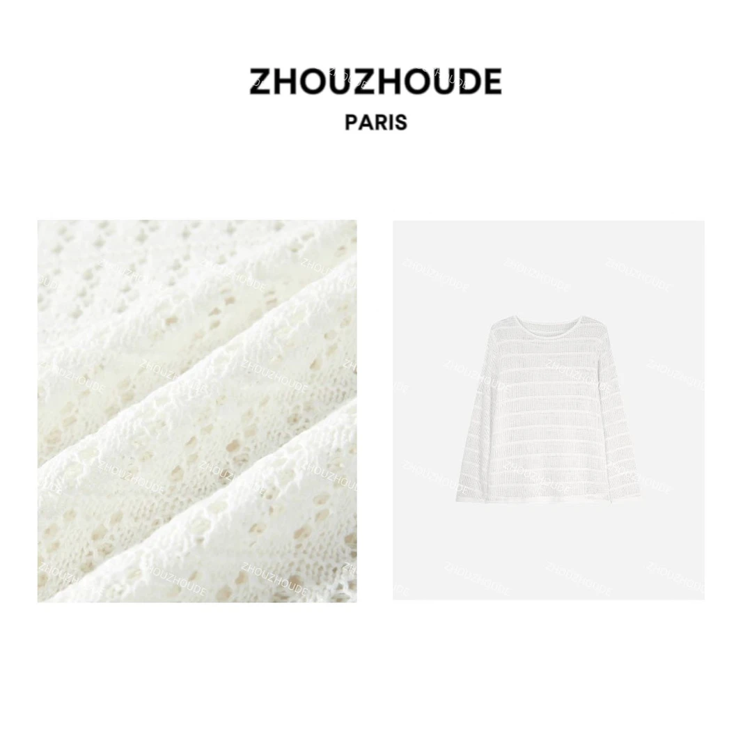 ZHOUZHOUDE【浪漫运作】夏季薄款轻盈防晒慵懒宽松镂空针织衫