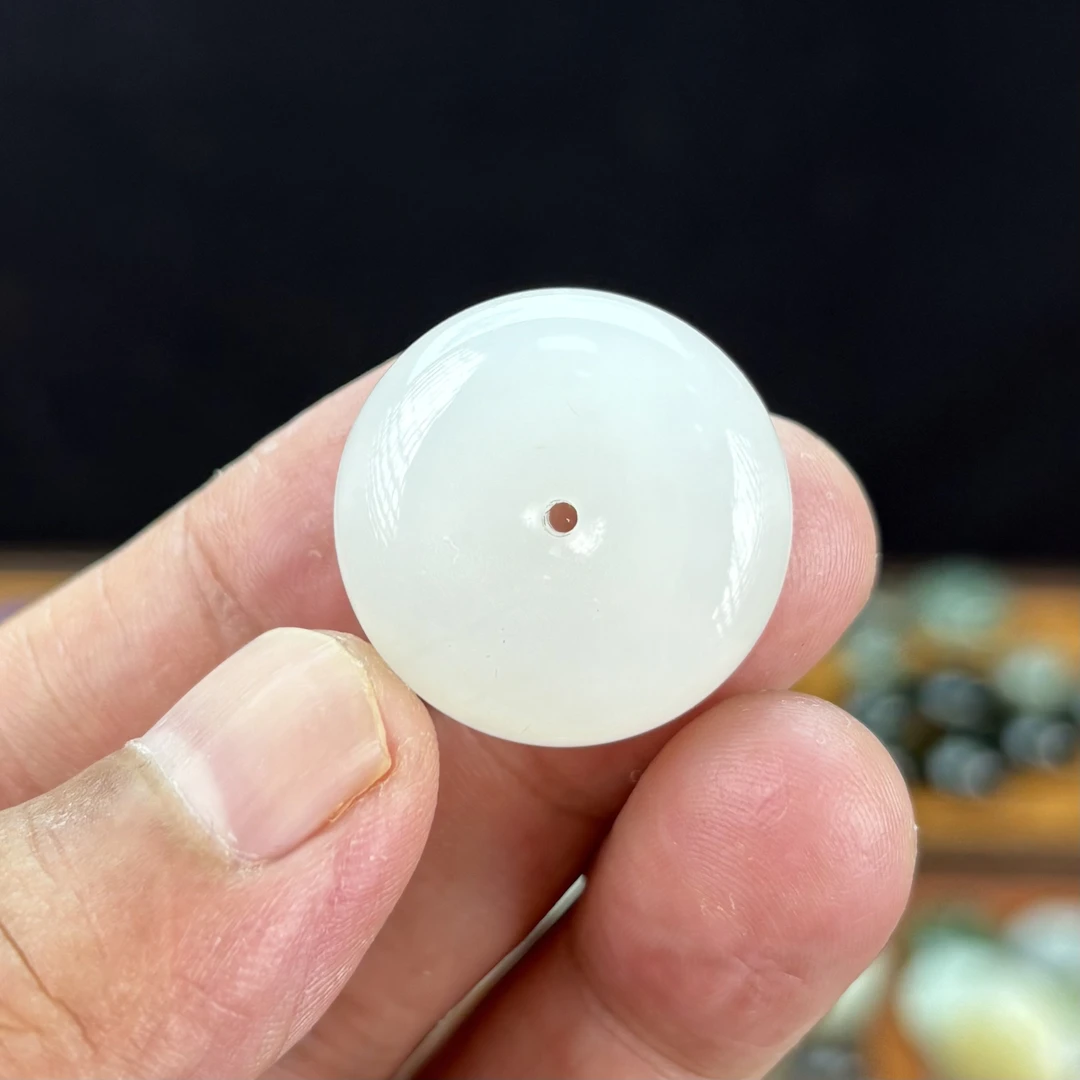 25mm青海料白玉和田玉平安扣吊坠挂件