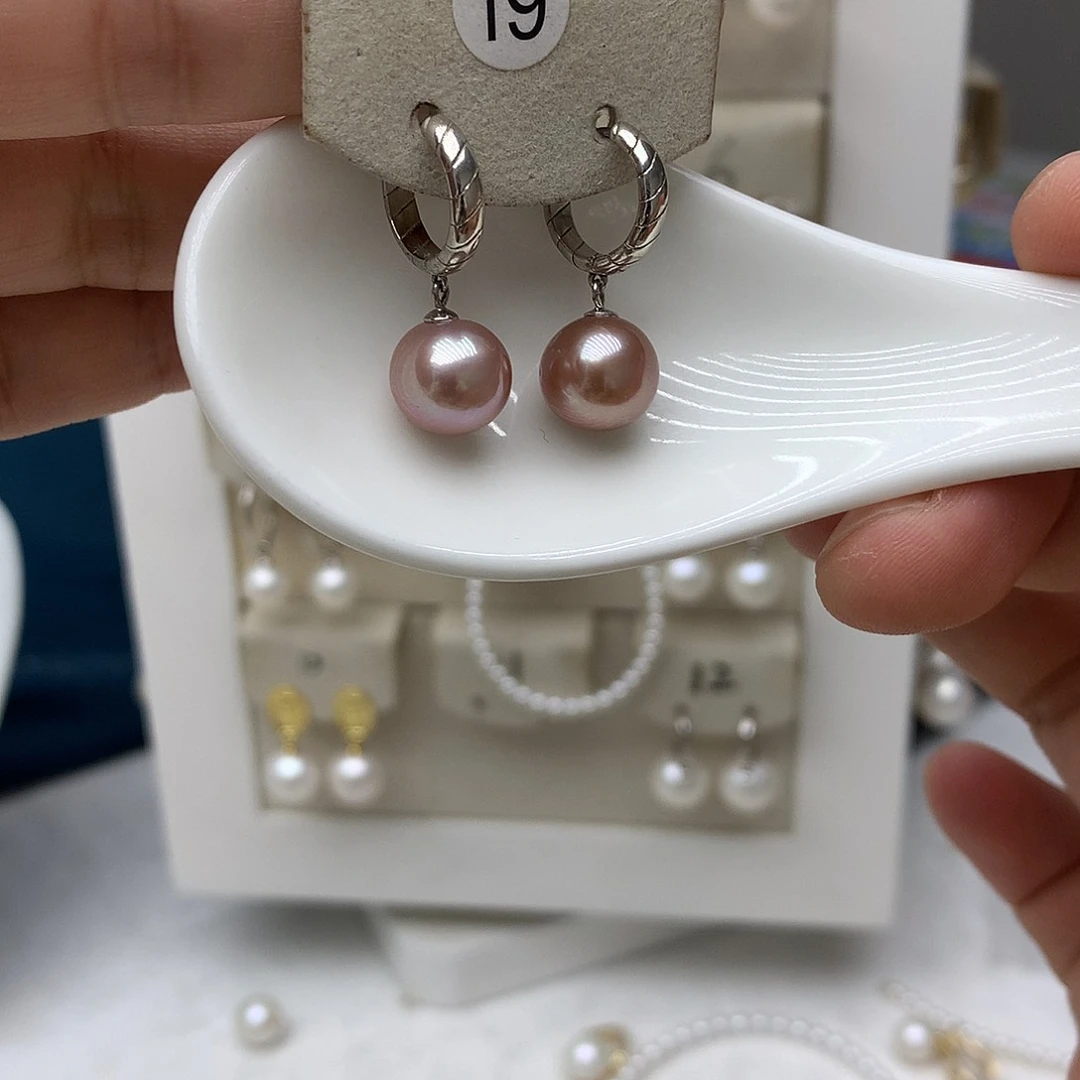银S925镶嵌淡水珍珠耳饰