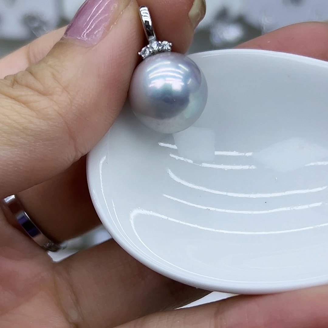 银S925镶嵌耳钉淡水珍珠